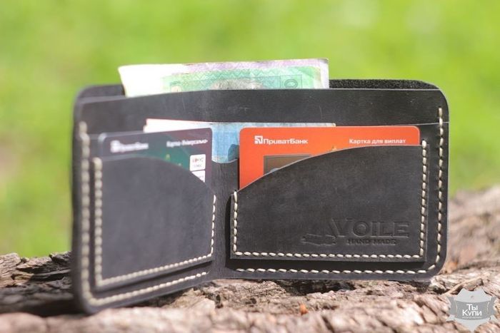 Чоловічий шкіряний гаманець ручної роботи VOILE vl-mw2-blk-beg купити недорого в Ти Купи