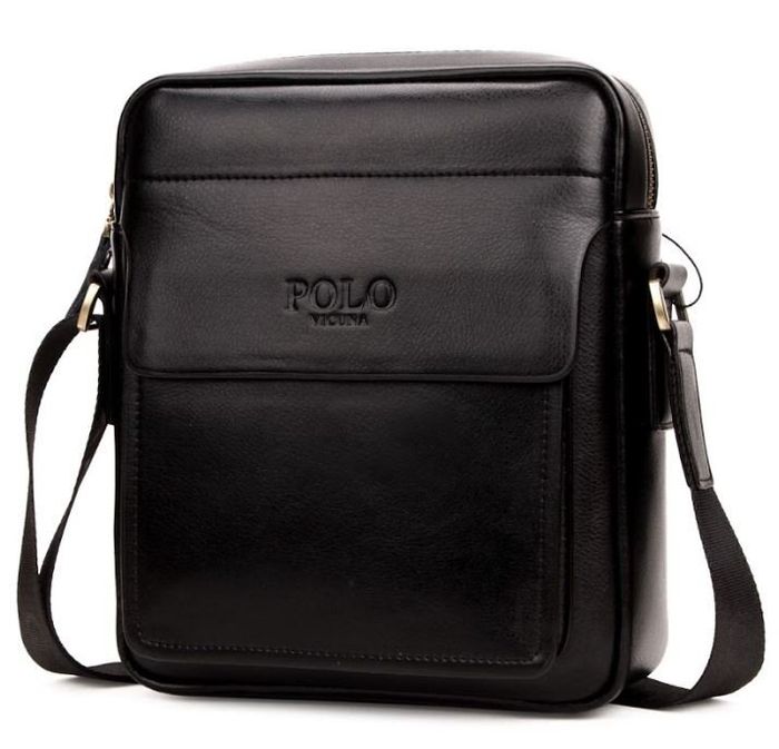 Мужская черная сумка через плечо Polo 8809-1 купить недорого в Ты Купи