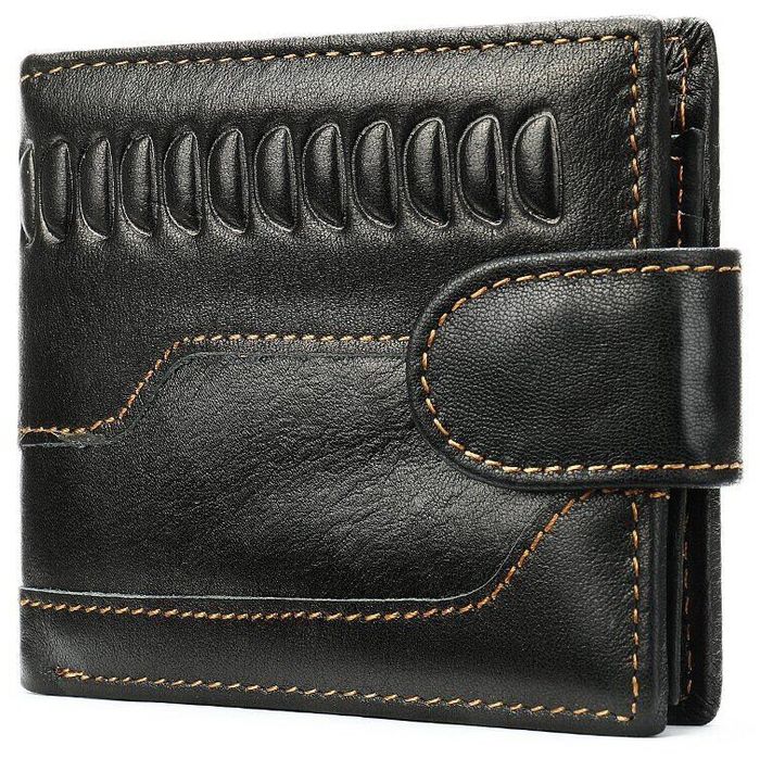 Чоловіче чорне портмоне з натуральної шкіри Vintage 20234 купити недорого в Ти Купи