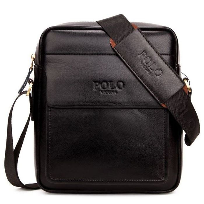 Чоловіча чорна сумка через плече Polo 8809-1 купити недорого в Ти Купи