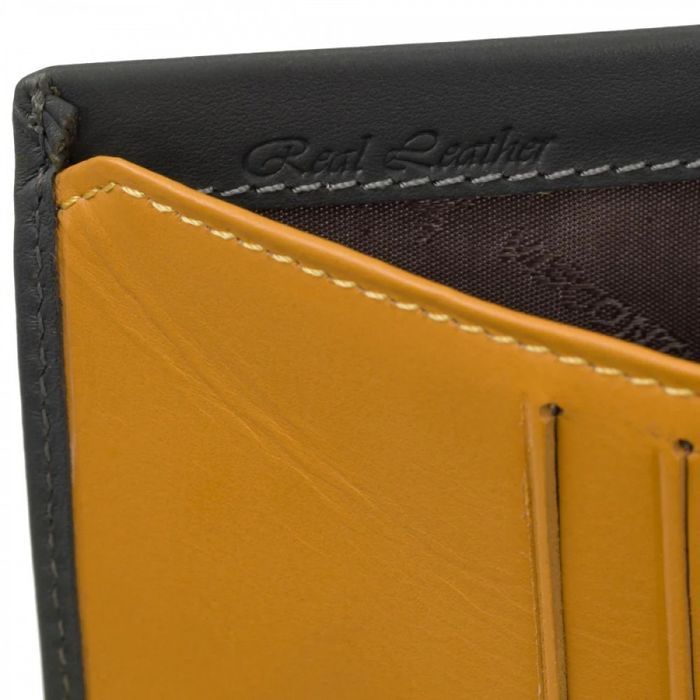 Чоловічий шкіряний гаманець Visconti VSL41 Clipper (Grey/Mustard) купити недорого в Ти Купи