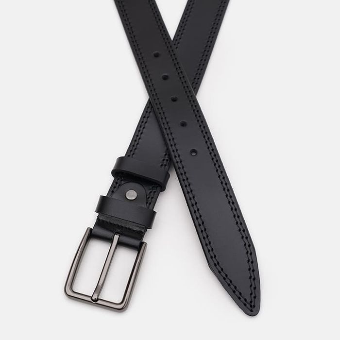 Чоловічий шкіряний ремінь Borsa Leather 125v1fx71-black купити недорого в Ти Купи