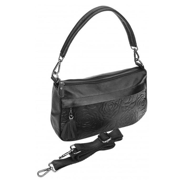 Женская кожаная сумка Borsa Leather 1t840-black купить недорого в Ты Купи