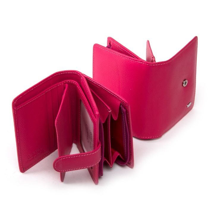 Жіночий шкіряний гаманець Classik DR. BOND WN-2 pink-red купити недорого в Ти Купи