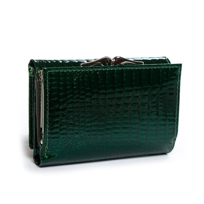 Шкіряний жіночий лаковий гаманець SERGIO TORRETTI W5 dark-green купити недорого в Ти Купи