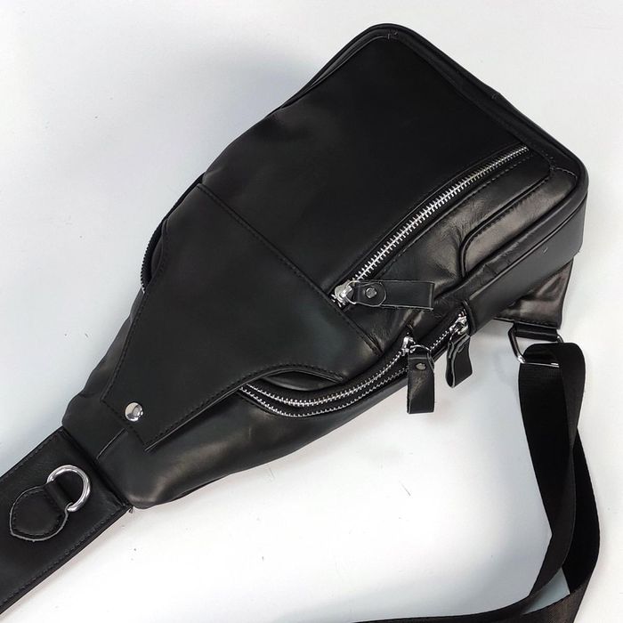Чоловічий слінг Tiding Bag FL-N2-4004A із гладкої шкіри чорного кольору. купити недорого в Ти Купи