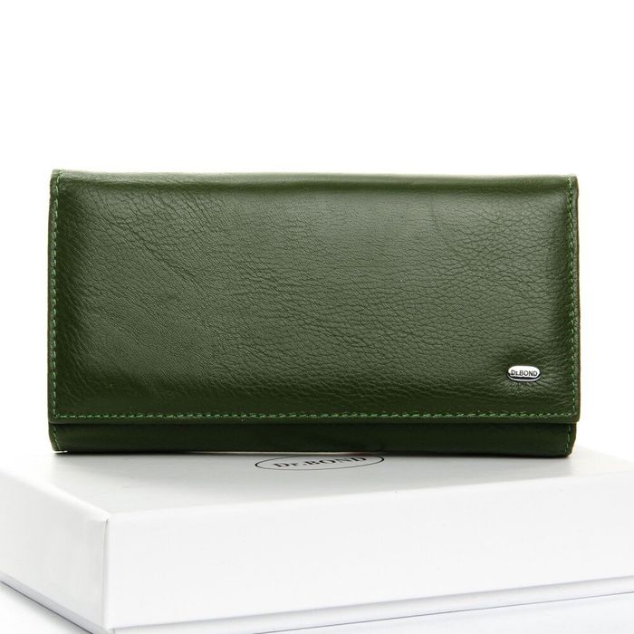 Жіночий великий гаманець Classic шкіра DR. BOND W46-2 dark-green купити недорого в Ти Купи