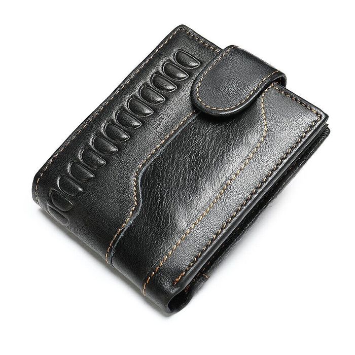 Мужское чёрное портмоне из натуральной кожи Vintage 20234 купить недорого в Ты Купи