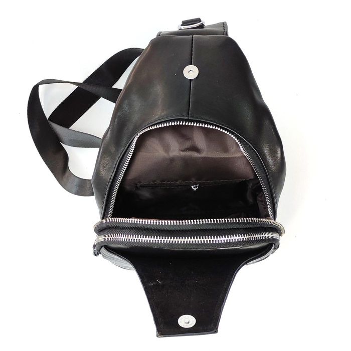 Мужской слинг Tiding Bag FL-N2-4004A из гладкой кожи черного цвета. купить недорого в Ты Купи