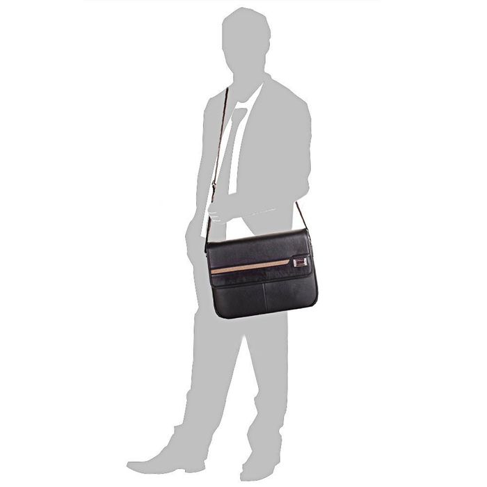Мужская черная компактная сумка-почтальонка из качественного кожзаменителя BONIS купить недорого в Ты Купи