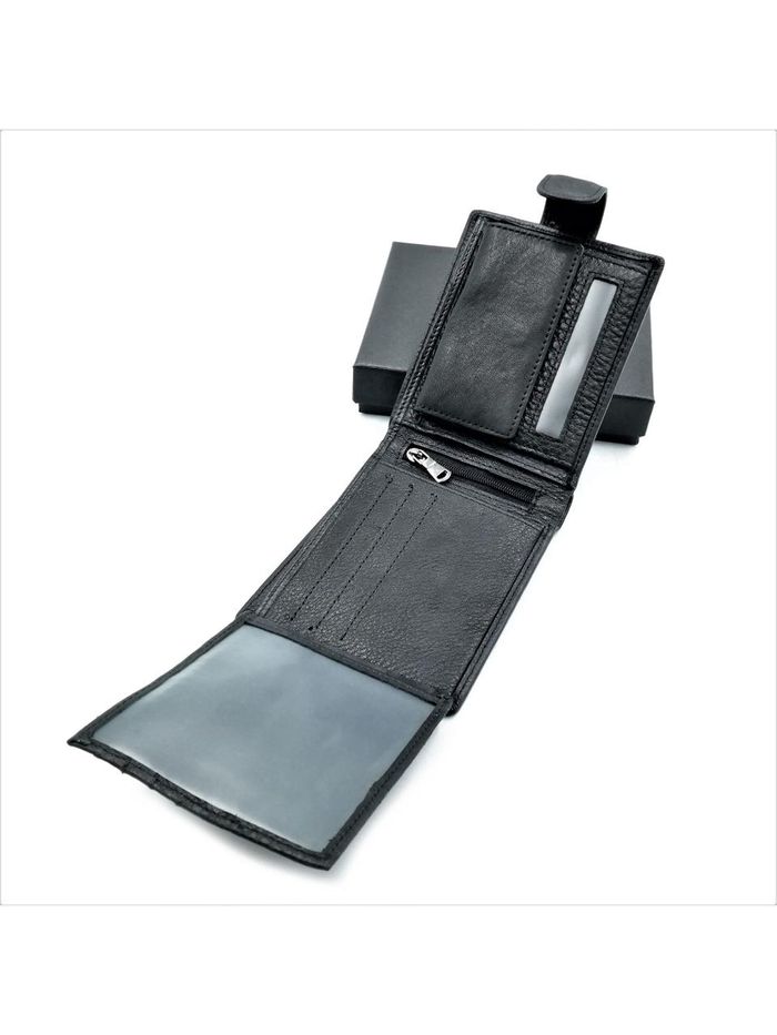 Мужской кожаный кошелек Weatro 12 х 9,5 х 3 см Черный wtro-163-9 купить недорого в Ты Купи