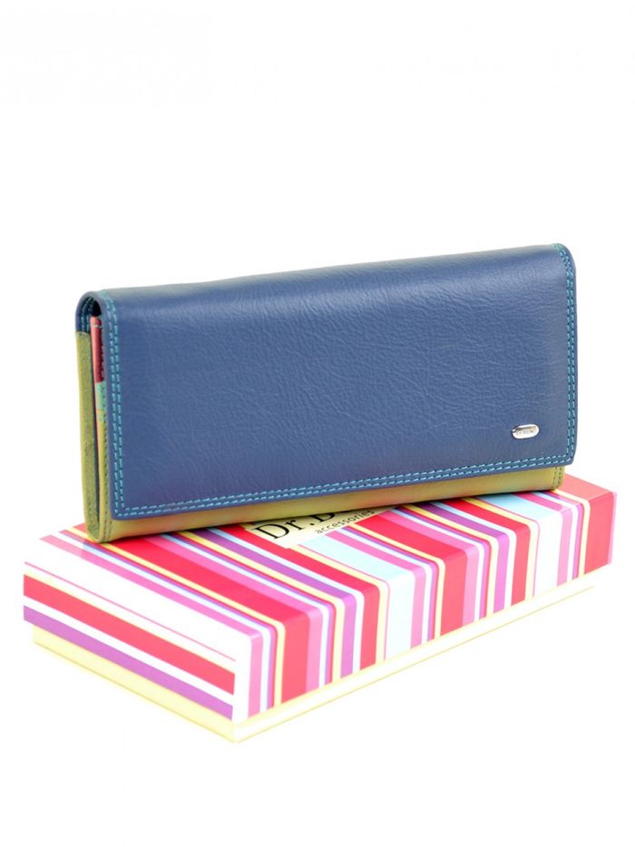 Жіночий шкіряний гаманець Rainbow DR. BOND W0807 blue купити недорого в Ти Купи