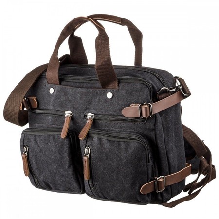 Чоловіча текстильна чорна сумка-рюкзак Vintage 20144 купити недорого в Ти Купи