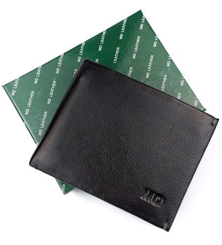 Кожаный мужской кошелек MD Leather MD-555-10 (JZ6731) черный купить недорого в Ты Купи