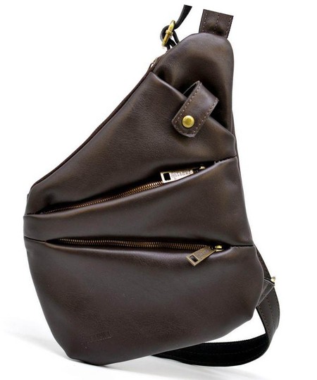 Мужская кожаная коричневая сумка-слинг TARWA gc-6402-3md купить недорого в Ты Купи