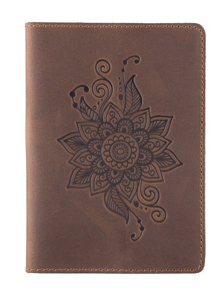 Шкіряна обкладинка на паспорт HiArt PC-01 оливкова Оливковий купити недорого в Ти Купи
