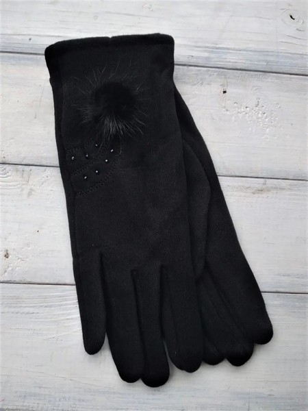 Жіночі розтяжні рукавички Чорні 8714S3 L купити недорого в Ти Купи