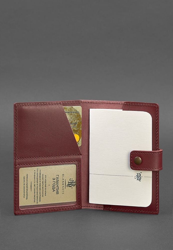 Обложка на паспорт из кожи BlankNote 5.0 (с окошком) бордовая Краст BN-OP-5-VIN купить недорого в Ты Купи