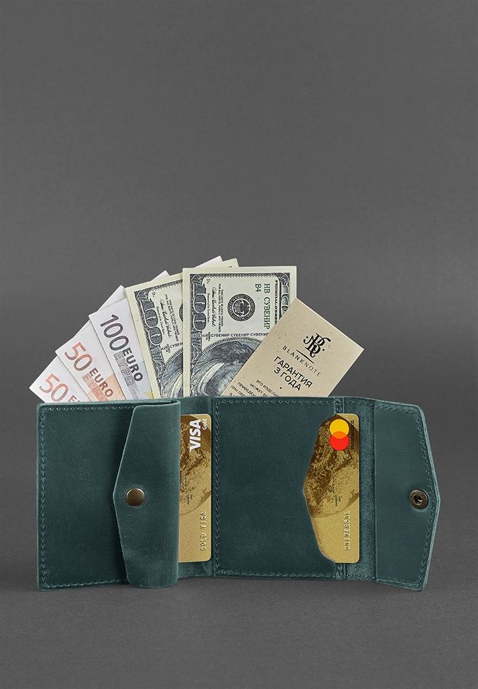 Жіночий шкіряний гаманець BlankNote 2.1 зелений Crazy Horse BN-W-2-1-IZ купити недорого в Ти Купи