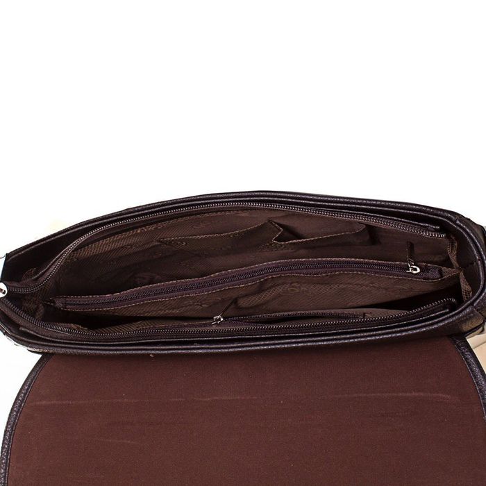 Чоловіча коричнева компактна сумка-почтальонка з якісного шкірозамінника BONIS купити недорого в Ти Купи