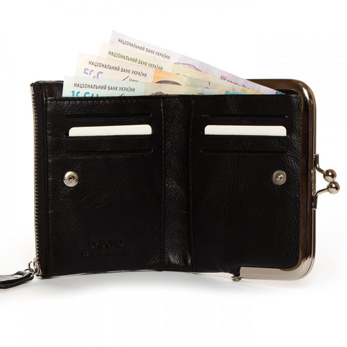 Шкіряний жіночий гаманець Classik DR. BOND WN-23-13 black купити недорого в Ти Купи