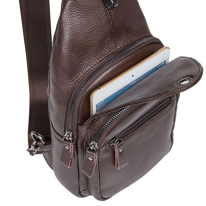 Мужская темно-коричневая сумка-рюкзак John McDee jd4008c купити недорого в Ти Купи