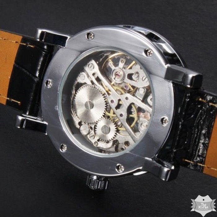 Чоловічий наручний годинник скелетон Winner Black (1107) купити недорого в Ти Купи