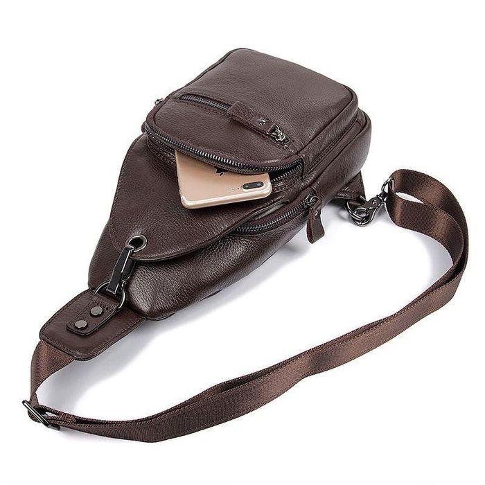 Мужская темно-коричневая сумка-рюкзак John McDee jd4008c купить недорого в Ты Купи