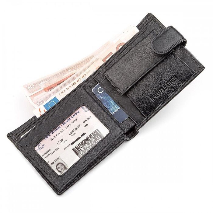 Чоловічий шкіряний гаманець ST Leather 18311 (ST103) Чорний купити недорого в Ти Купи