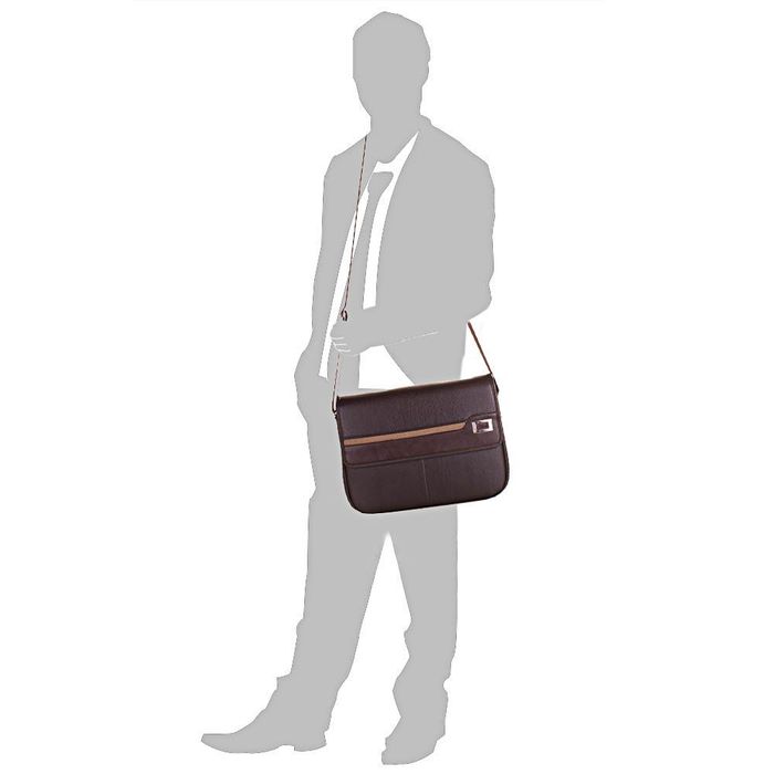 Мужская коричневая компактная сумка-почтальонка из качественного кожзаменителя BONIS купить недорого в Ты Купи