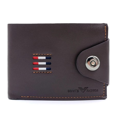 Мужской коричневый кошелек из кожзама Bovi's FM-0620 купить недорого в Ты Купи