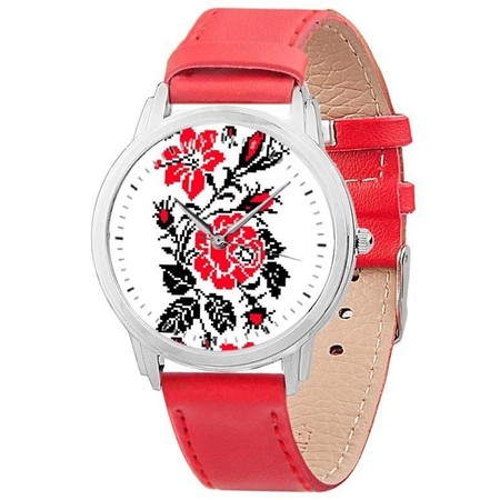 Наручний годинник Andywatch «Квіти вишиванки» червоні AW 078-3 купити недорого в Ти Купи