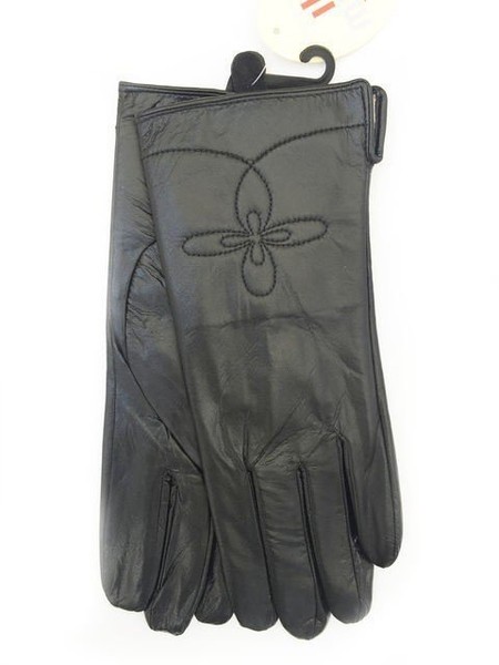 Зимние черные женские перчатки из натуральной кожи M купить недорого в Ты Купи