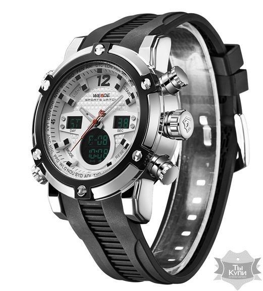 Чоловічий наручний спортивний годинник Weide Strong White (5205) купити недорого в Ти Купи