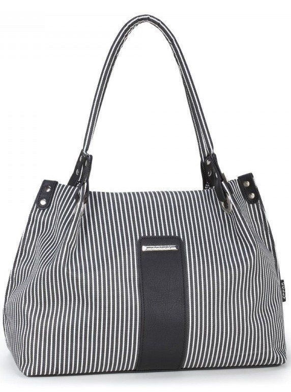 Стильна міська жіноча сумка Dolly в смужку 461 чорна купити недорого в Ти Купи