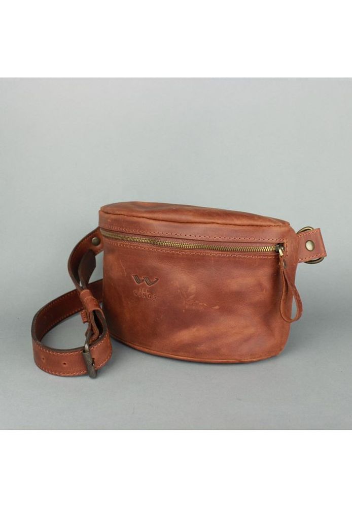 Женская кожаная поясная сумка светло-коричневая винтажная TW-BELTBAG-KON-CRZ купить недорого в Ты Купи