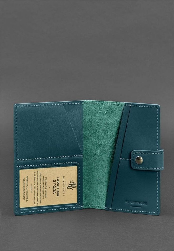 Шкіряна обкладинка для паспорта BlankNote 5.0 (з віконцем) зелена BN-OP-5-MALACHITE купити недорого в Ти Купи