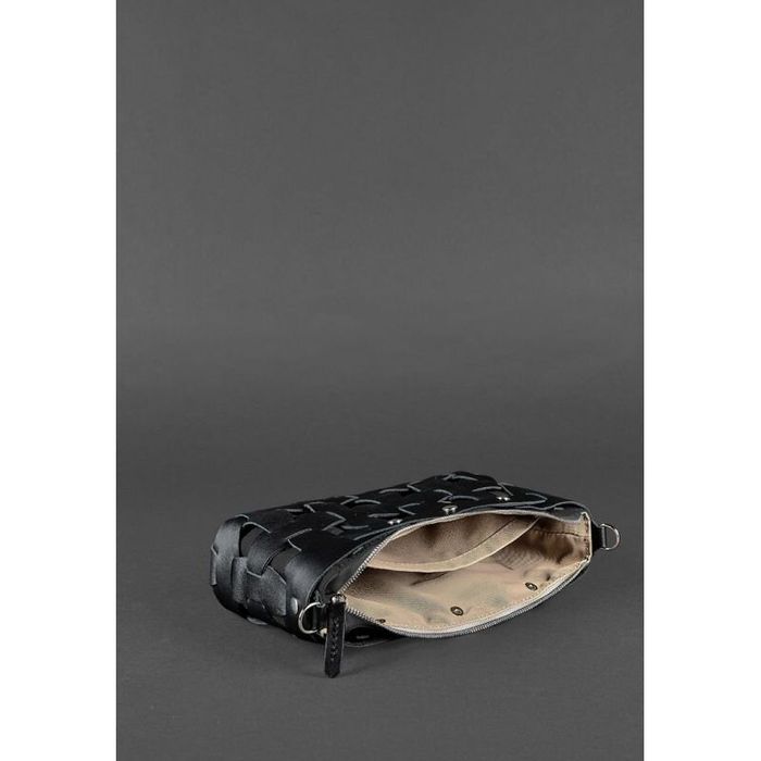 Шкіряна плетені жіноча сумка BlankNote Пазл S Чорна (BN-BAG-31-ygol) купити недорого в Ти Купи