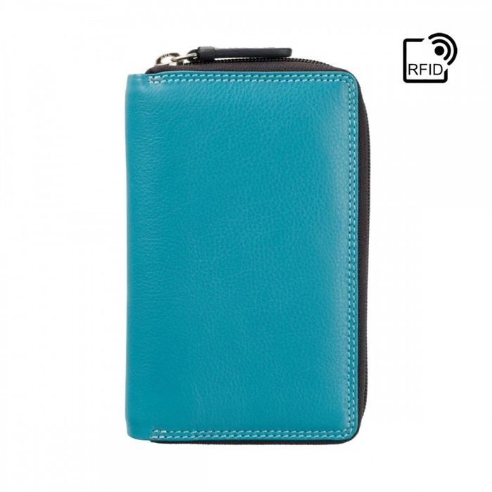 Женский кожаный кошелек с RFID защитой Visconti RB98 Aruba (Blue Multi) купить недорого в Ты Купи