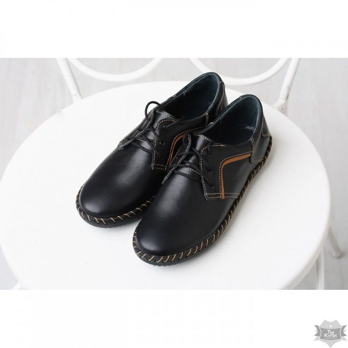 Черные спортивные туфли из кожи Villomi 39-01ch купить недорого в Ты Купи