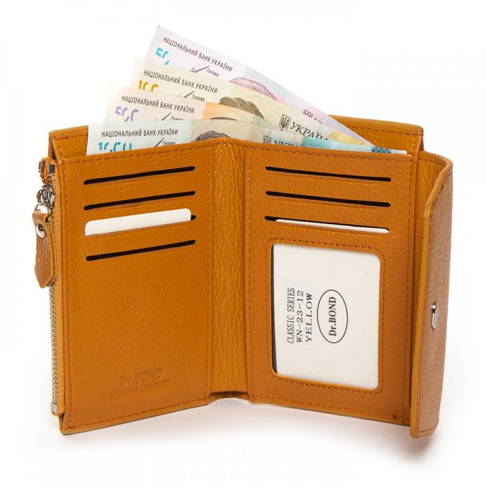 Шкіряний жіночий гаманець Classik DR. BOND WN-23-12 yellow купити недорого в Ти Купи