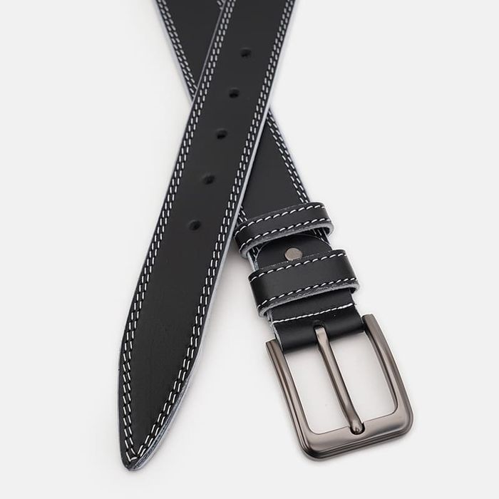Чоловічий шкіряний ремінь Borsa Leather 125v1fx102-black купити недорого в Ти Купи