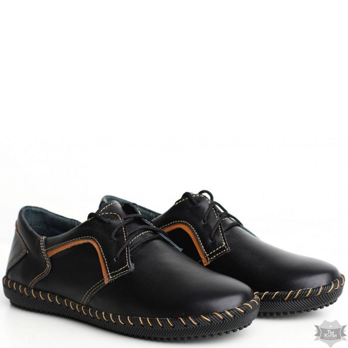 Черные спортивные туфли из кожи Villomi 39-01ch купить недорого в Ты Купи