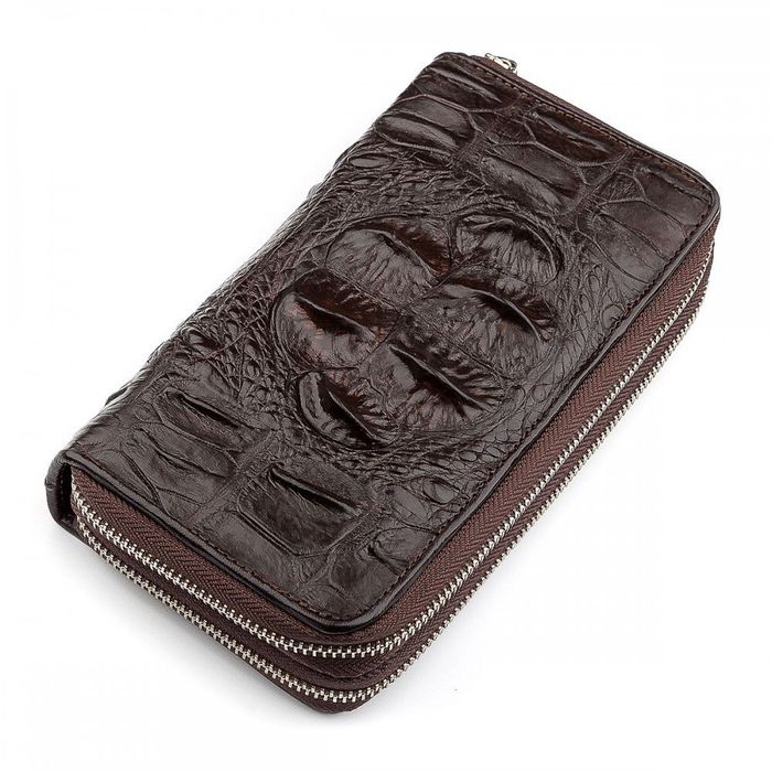 Чоловічий гаманець-клатч зі шкіри крокодила CROCODILE LEATHER 18271 Коричневий купити недорого в Ти Купи