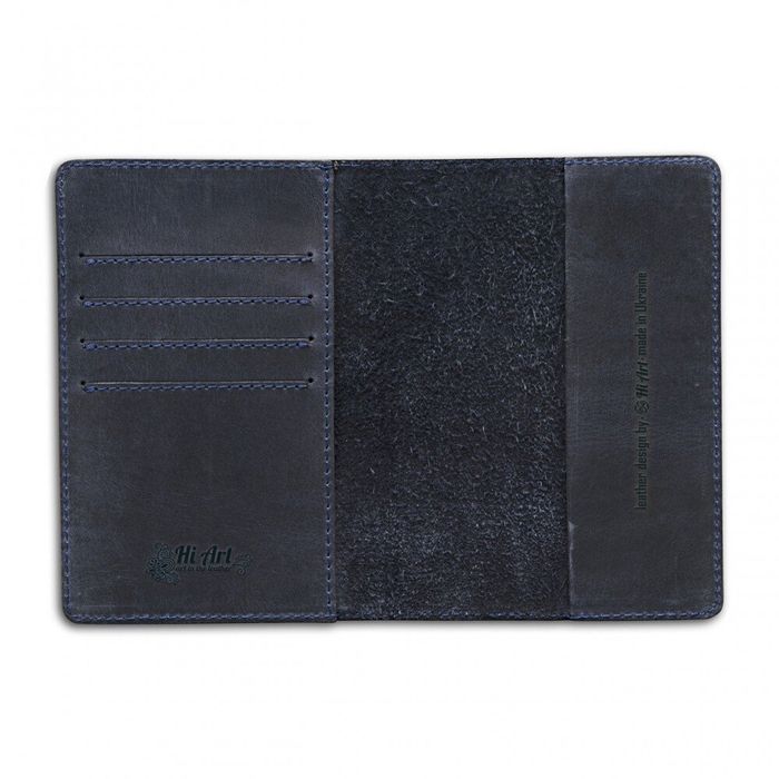 Обкладинка для паспорта зі шкіри HiArt PC-02 Shabby Ink Mehendi Classic Синій купити недорого в Ти Купи