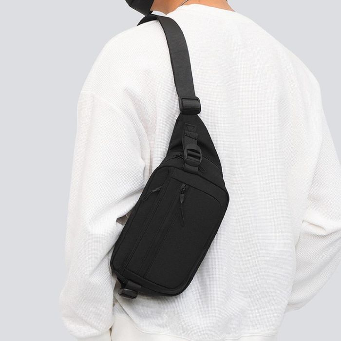 Мужская текстильная сумка на пояс черная Confident AT09-23225A купить недорого в Ты Купи