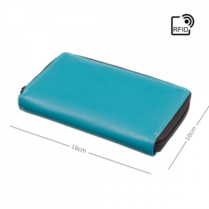 Женский кожаный кошелек с RFID защитой Visconti RB98 Aruba (Blue Multi) купить недорого в Ты Купи