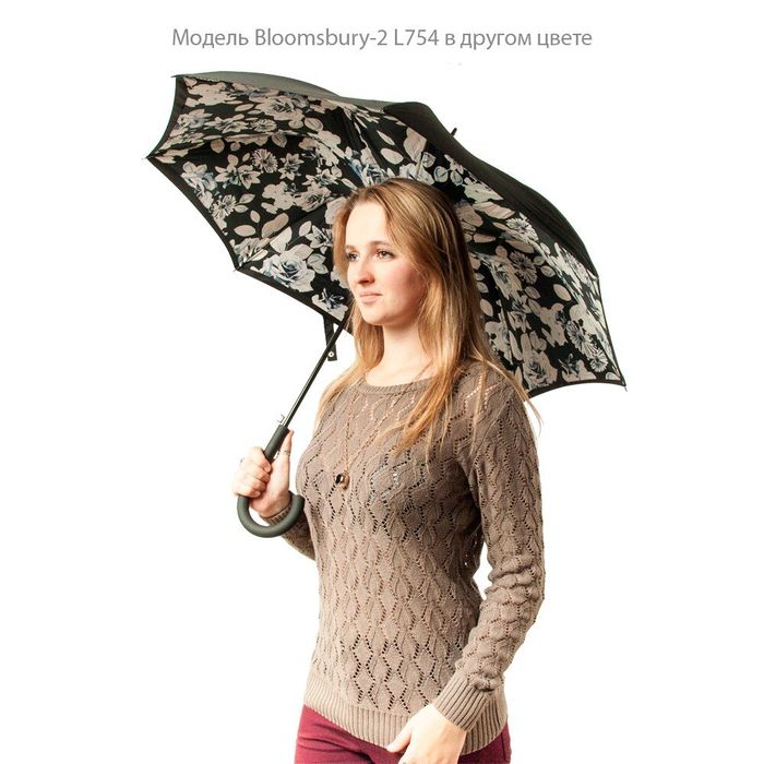 Женский зонт-трость полуавтомат Fulton Bloomsbury-2 L754 Mono Bouquet (Черно-белый букет) купить недорого в Ты Купи