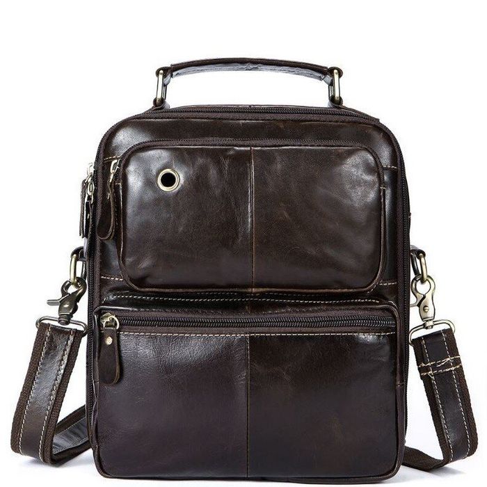 Чоловіча шкіряна сумка Vintage 14748 Темно-коричневий купити недорого в Ти Купи