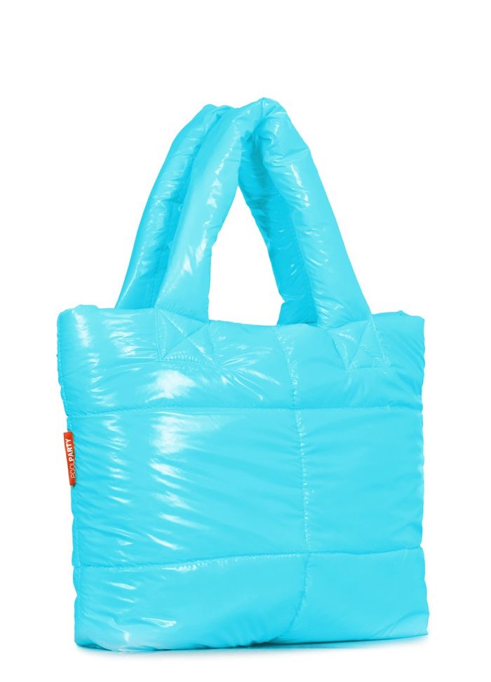 Дутая женская сумочка Poolparty fluffy-neon-blue купить недорого в Ты Купи